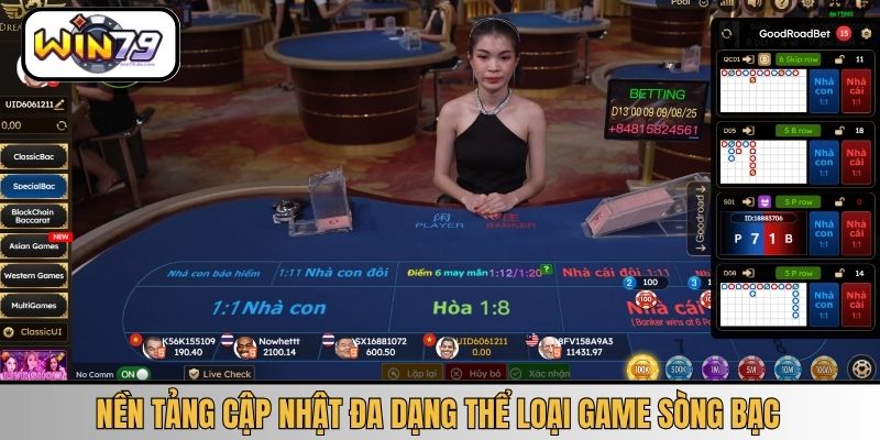 Nền tảng cập nhật đa dạng thể loại game sòng bạc
